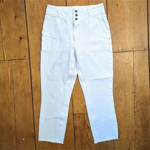 ABERCROMBIE & FITCH White A&F MOM Jean Raw Hem Jeans Sz 29/8 Reg